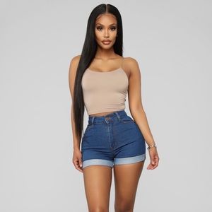 High waisted denim shorts